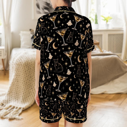 After Midnight Luxury Halloween Satin Pajama Set - Short