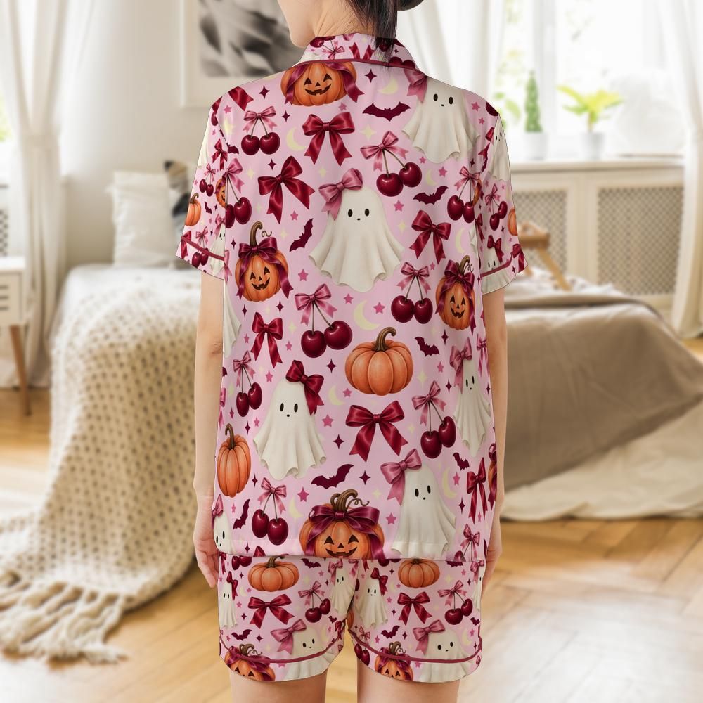 Pretty Little Boo Coquette Halloween Satin Pajama Set - Short