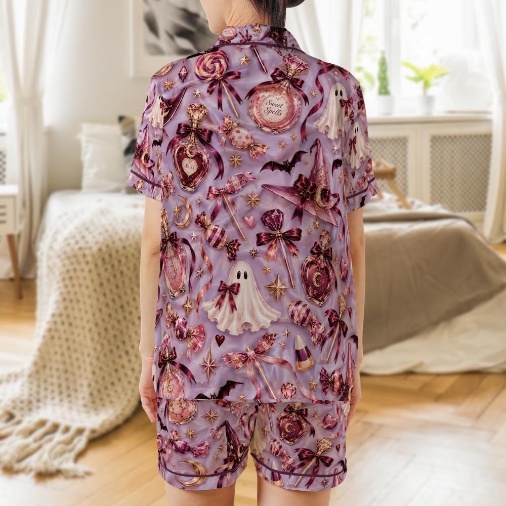 Sugar & Spells Luxury Halloween Satin Pajama Set - Short